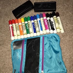 expo markers and five star pencil case